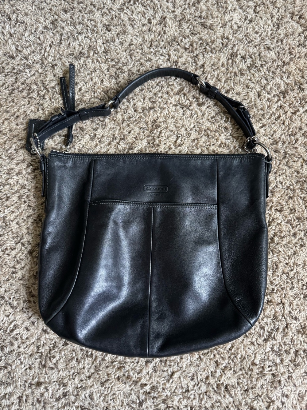 Coach Black Leather Hobo Shoulder Bag